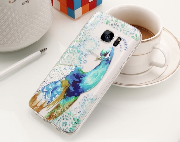 Silikonhülle Transparent mit Motiv Vogel für Samsung Galaxy S7 Edge