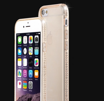 Silikonhülle Strass Steine Gold für iPhone 6 Plus & 6S Plus