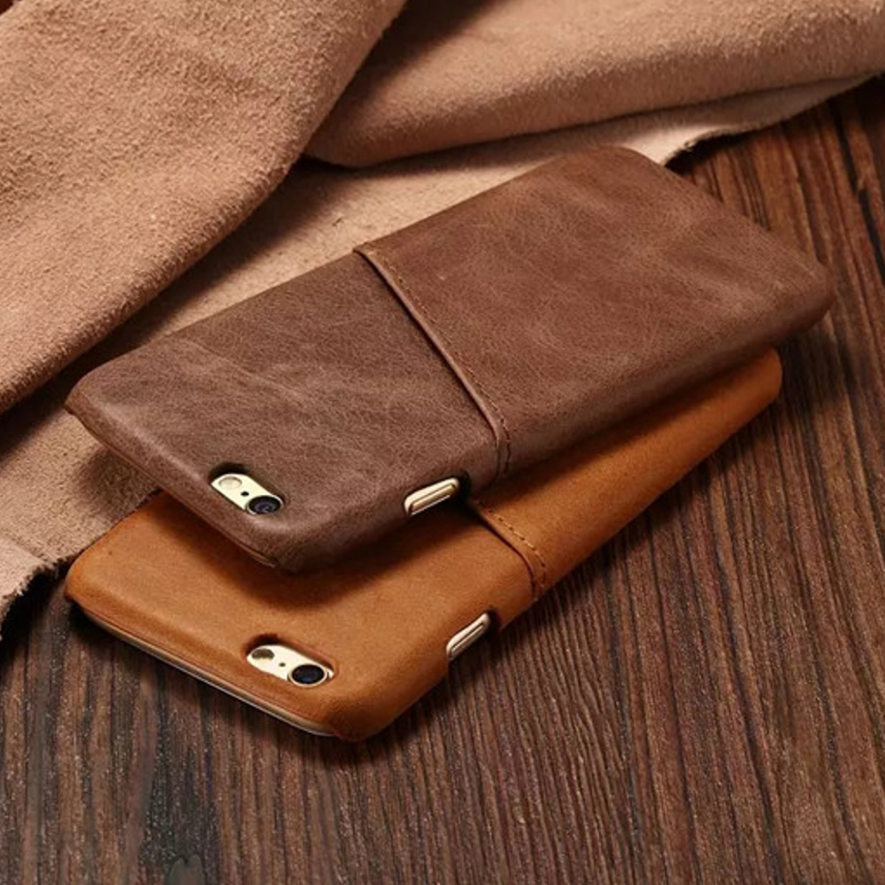POEGO Echt Leder Handy Hülle mit Kartenfach für iPhone 7