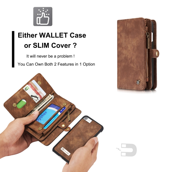 PU Leder Multifunktion Hülle + Brieftasche für iPhone 7 Plus