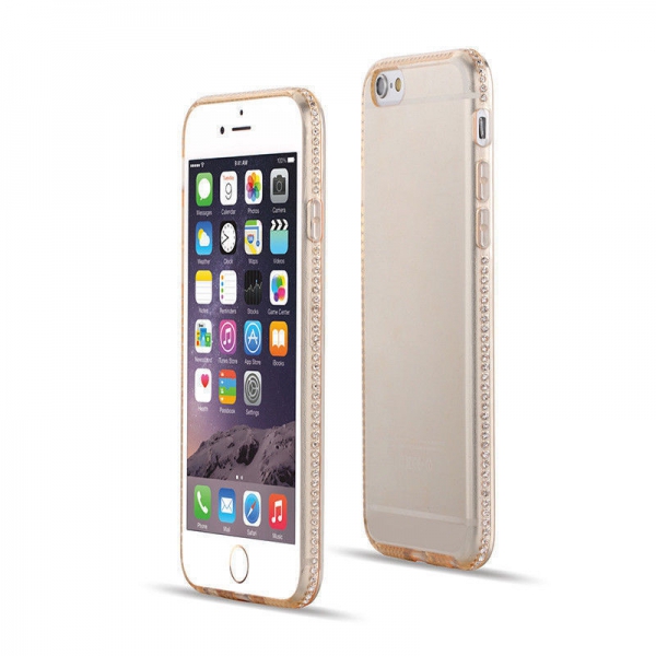 Silikonhülle Strass Steine Gold für Samsung Galaxy S6