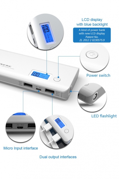 Powerbank 10000mAh mit LED und LCD Display PN-968