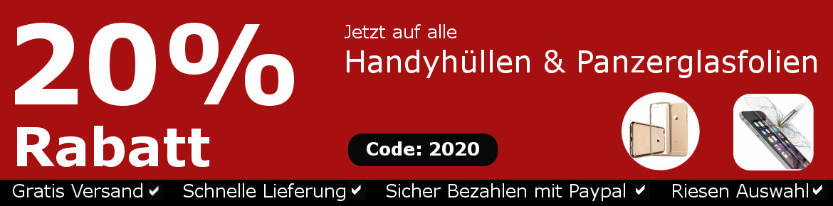 20% Rabatt auf Handyhüllen und Panzerglasfolien